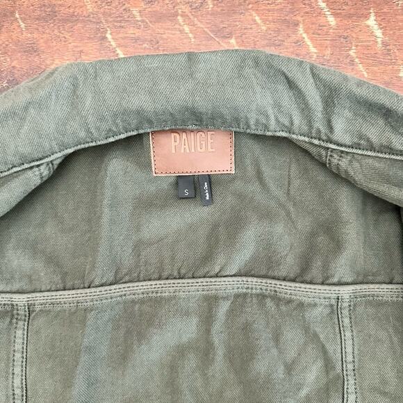 PAIGE Men's Small Reg Fit Scout Denim Trucker Jacket in Vintage Pine - Picture 5 of 9